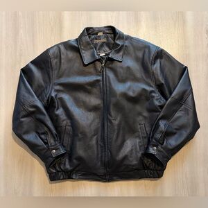 Vintage St. John's Bay Leather Bomber Quilted Lined Sz XL
